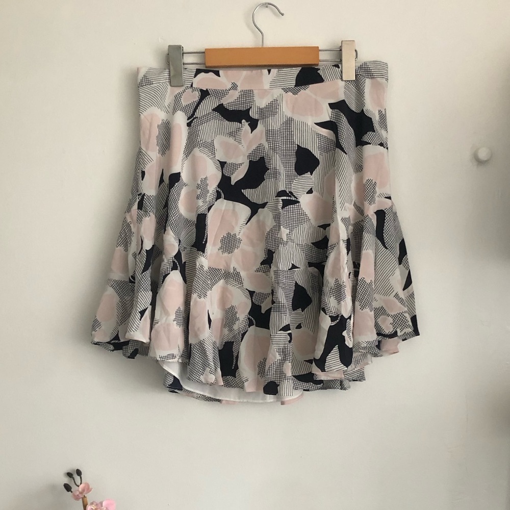 Club Monaco Asymmetrical Skirt in Pink and Black Floral